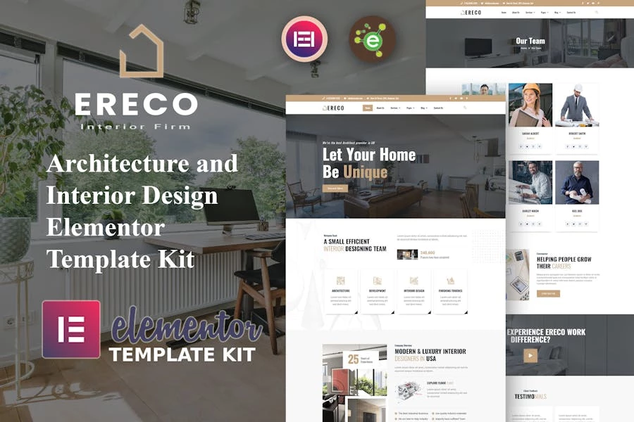 Ereco – Template Kit Elementor para arquitectura y diseño de interiores
