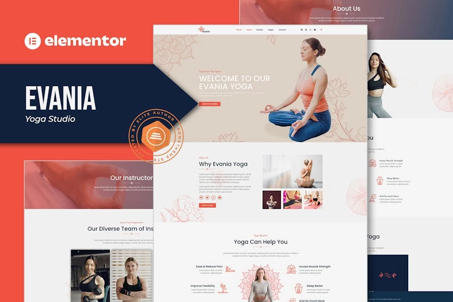 Evania – Template Kit Elementor para estudio de yoga