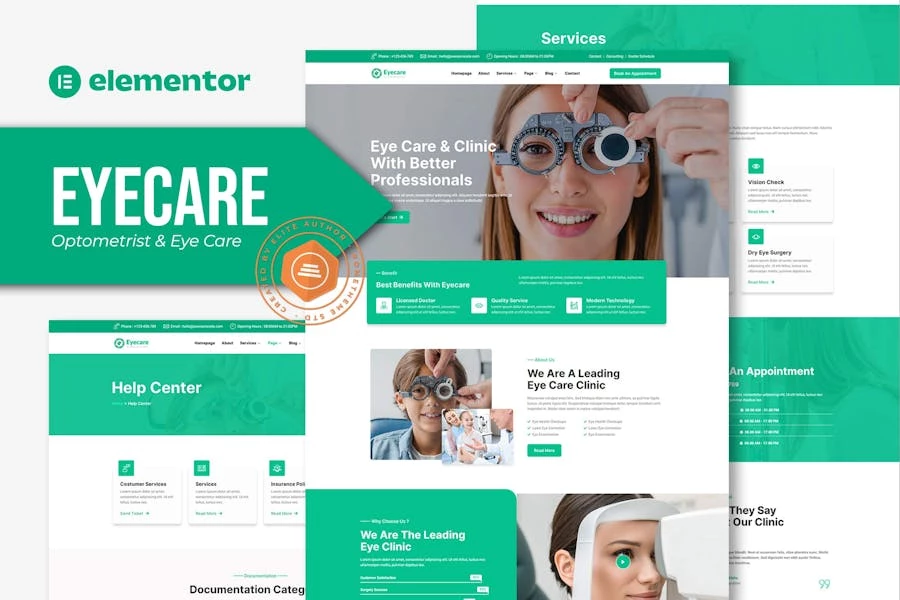 Eyecare – Template Kit Elementor para optometristas y cuidado de los ojos