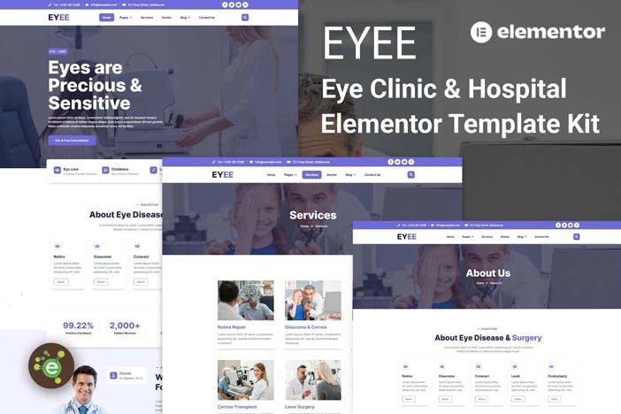Eyee – Template Kit Elementor para clínicas oftalmológicas y cuidado de la visión