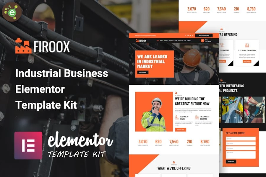 Firoox – Template Kit Elementor para empresas industriales