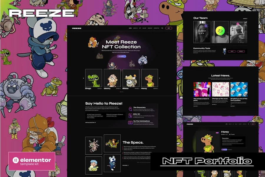 Reeze – Template Kit NFT Porfolio Elementor