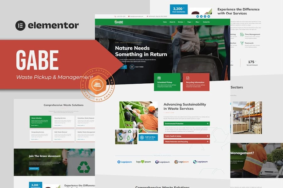 Gabe – Template Kit Elementor para recogida y gestión de residuos