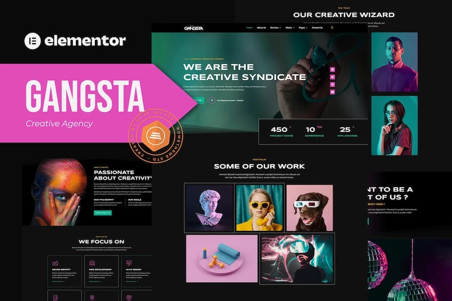 Gangsta – Template Kit Elementor para Agencia creativas y Porfolio