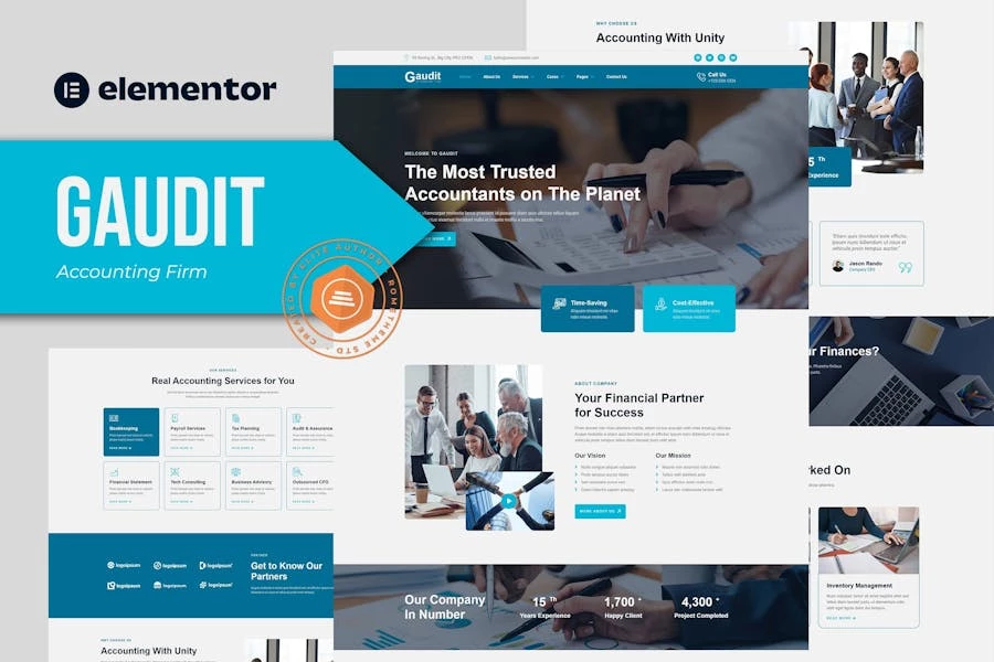 Gaudit – Template Kit Elementor para firmas de contabilidad