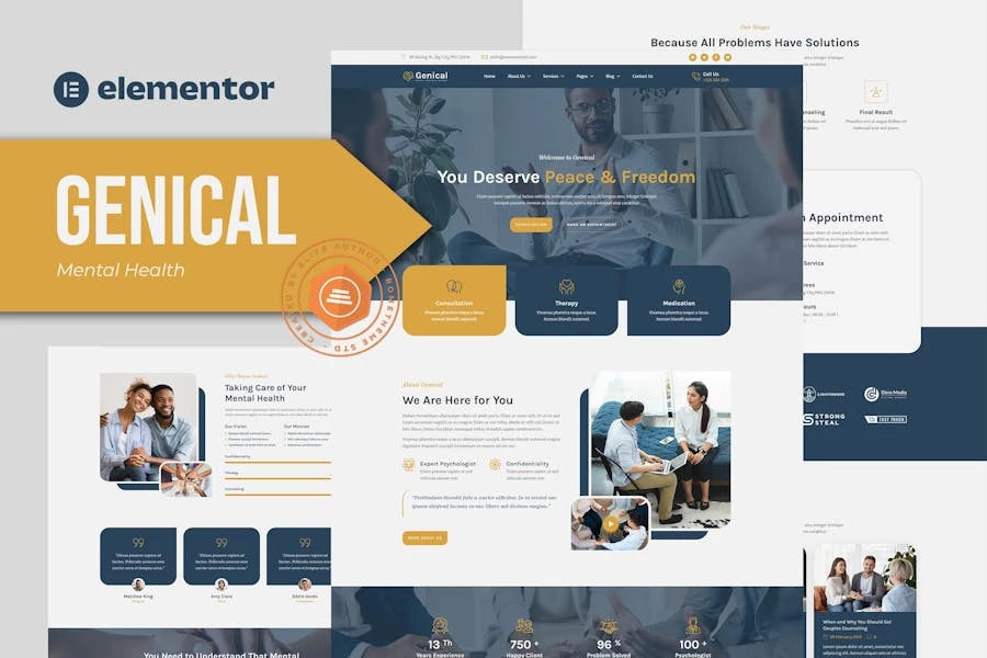 Genical – Template Kit Elementor para salud mental y terapia