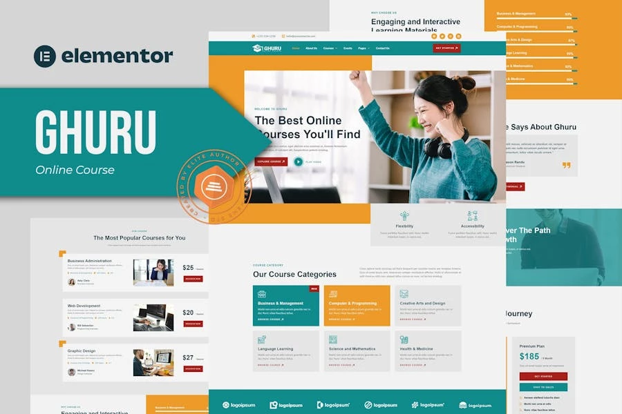 Ghuru – Template Kit Elementor para cursos y educación en línea