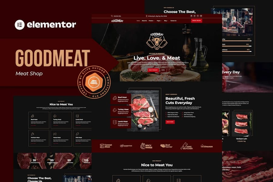 Goodmeat – Template Kit Elementor para carnicería y carnicería