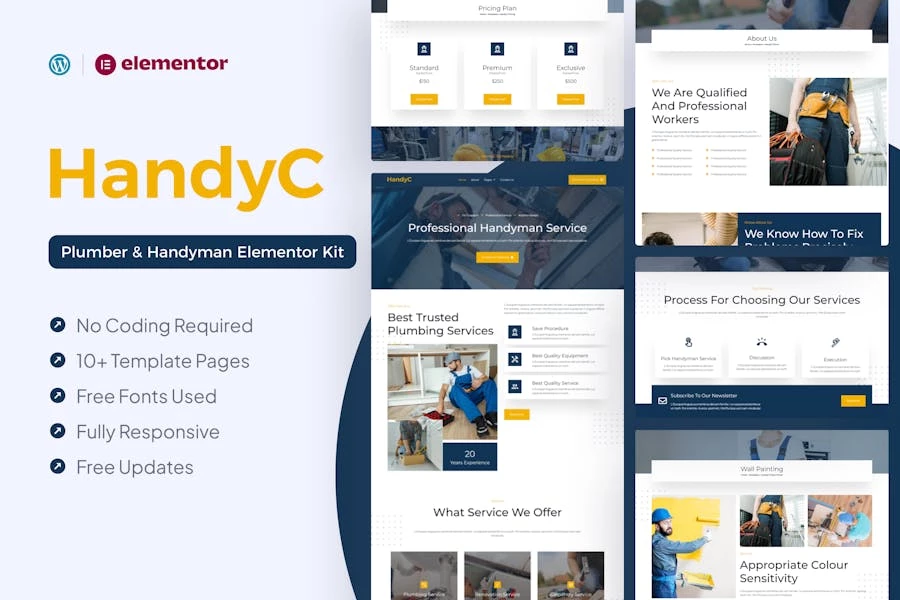 HandYC – Template Kit Elementor Pro para fontaneros y manitas