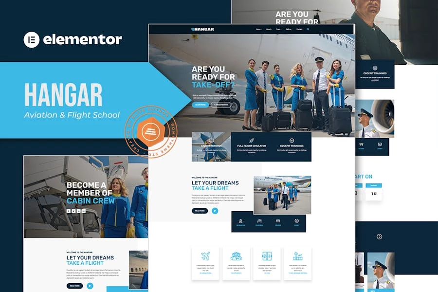 Hangar – Template Kit Elementor para Escuela de Aviación y Vuelo
