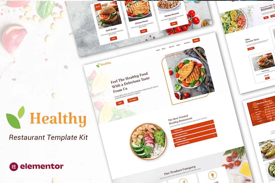 Healthy – Kit de plantillas Elementor para restaurantes
