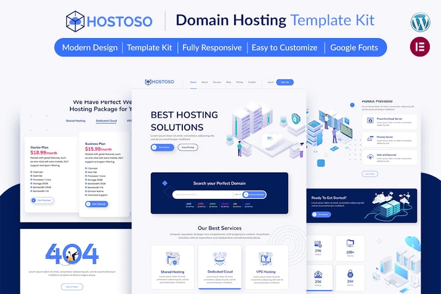 HOSTOSO – Template Kit para servicios de alojamiento y alojamiento web