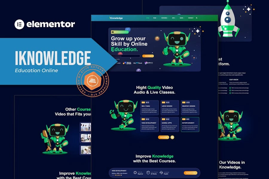 iKnowledge – Template Kit Elementor de plataforma de aprendizaje y educación en línea