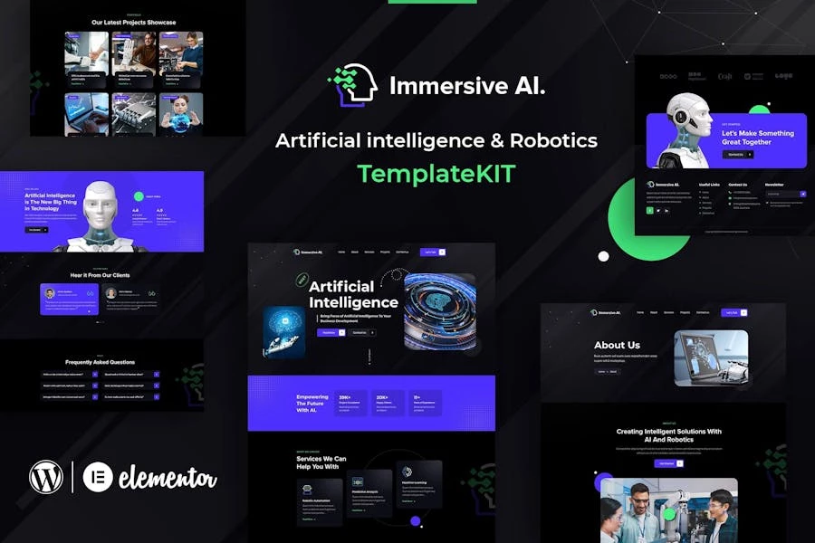 ImmersiveAI – Template Kit Elementor de robótica