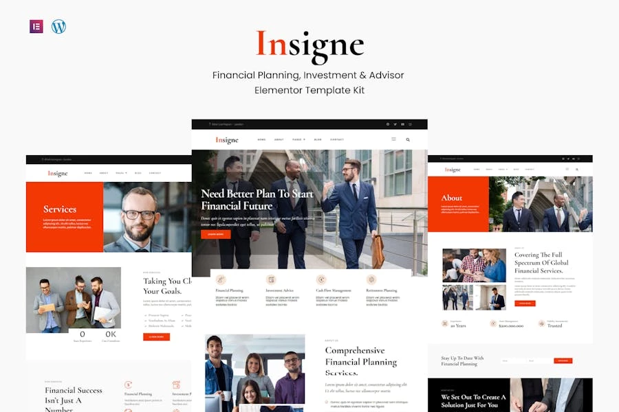 Insigne – Template Kit Elementor para negocios e inversiones financieras