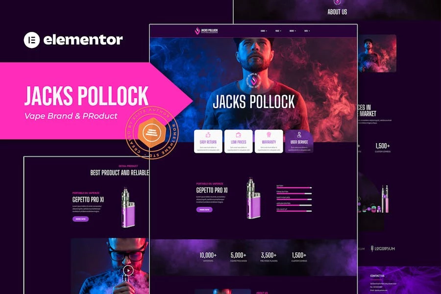 Jacks Pollock – Template Kit Vape Elementor