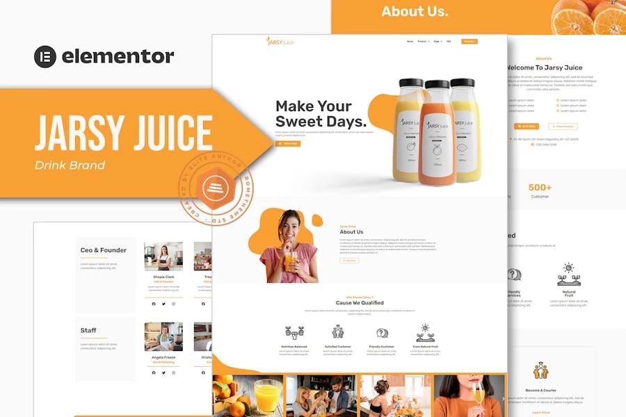 Jarsy Juice – Template Kit Elementor de marca de bebidas