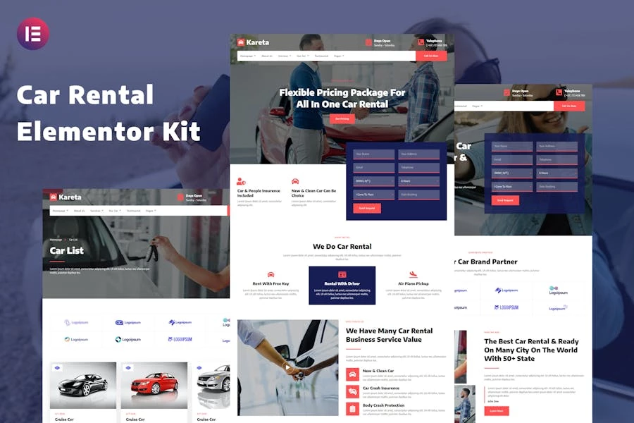Kareta – Template Kit Elementor para servicios de alquiler de coches