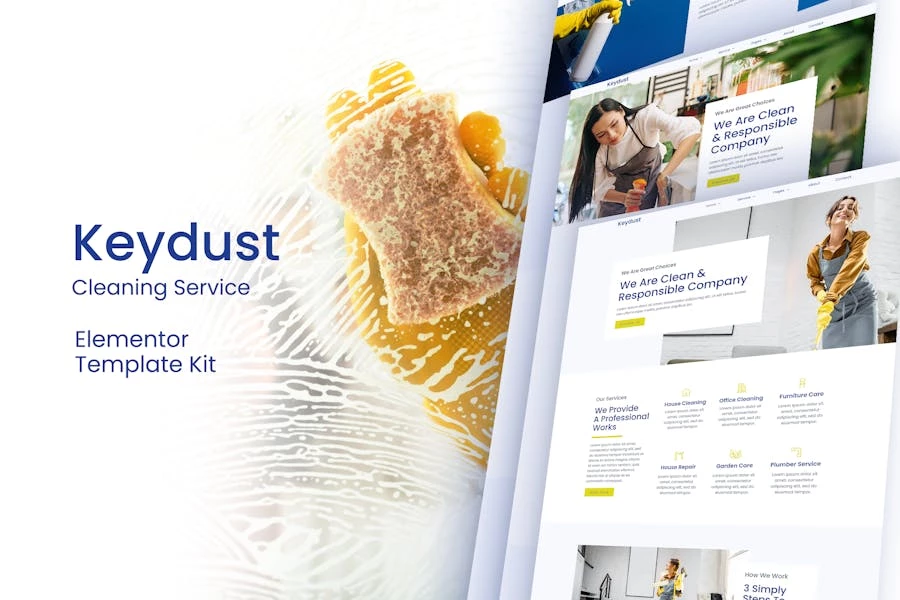 Keydust – Kit de plantillas Elementor para servicio de limpieza