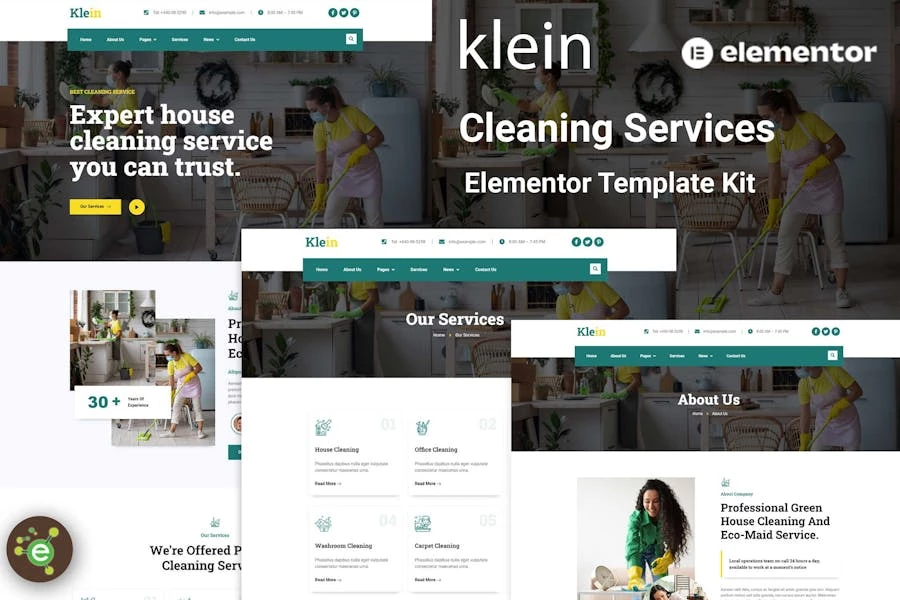 Klein – Template Kit Elementor para servicios de limpieza
