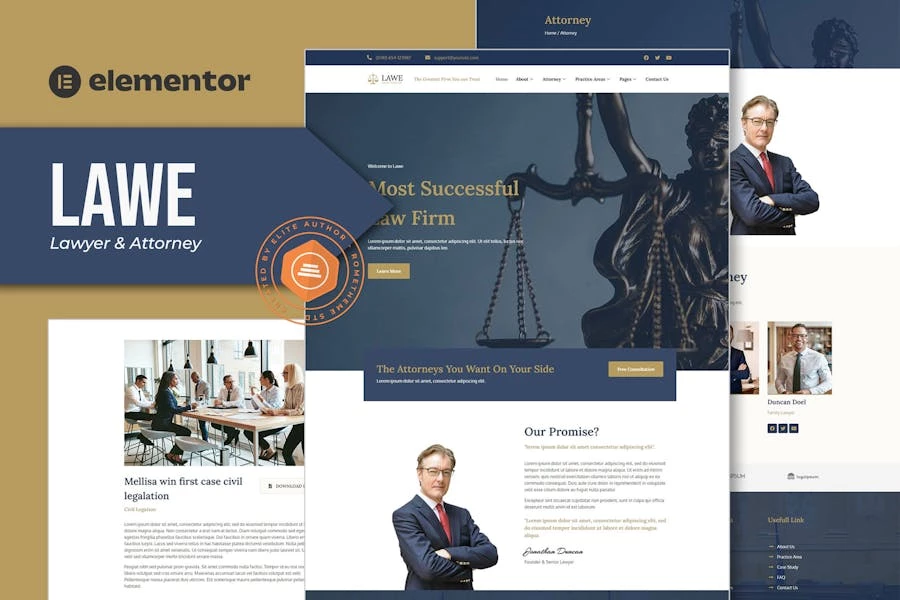 LAWE – Template Kit Elementor de abogado y abogado