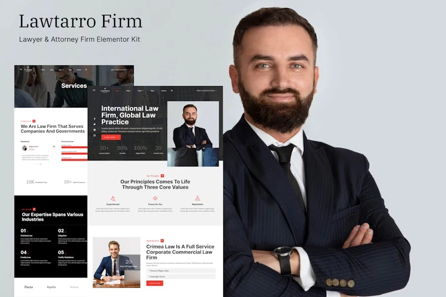 Lawtarro – Template Kit Elementor para abogados y bufetes de abogados