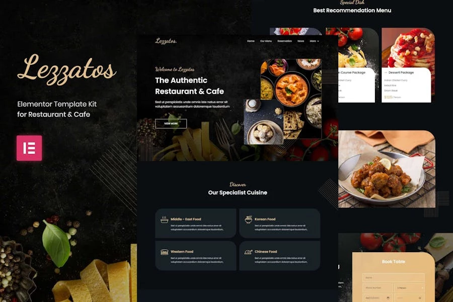Lezzatos | Template Kit Elementor para restaurantes y cafés