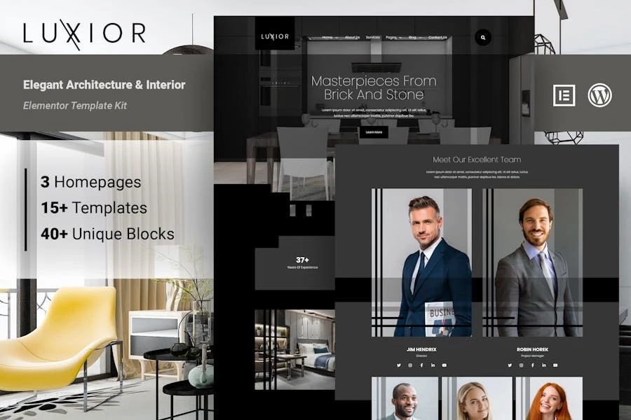 Luxior – Kit de plantillas Elementor para arquitectura e interiores