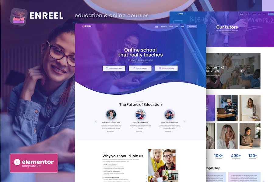 Enreel – Template Kit Elementor para educación y cursos en línea