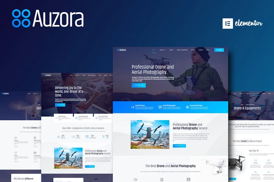 Auzora – Kit Elementor de plantillas de fotografía aérea con drones