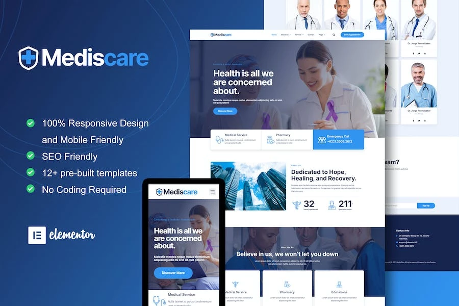MediScare – Template Kit Elementor para servicios médicos