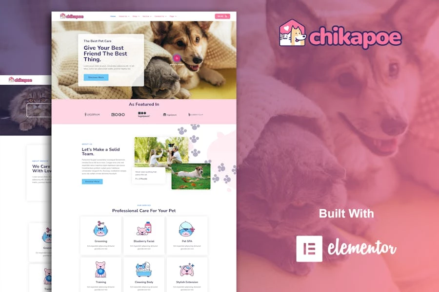 Chikapoe – Template Kit Elementor para cuidado de mascotas y veterinaria