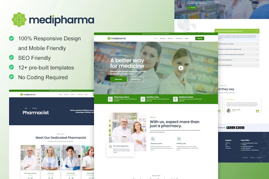 MediPharma – Kit de plantillas Elementor para farmacia y medicina