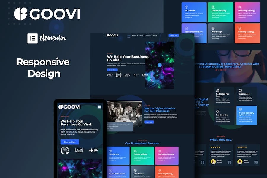 Goovi – Template Kits Elementor para Agencia creativas y marketing digital