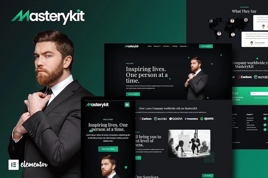 MasteryKit – Kit de plantillas Elementor para entrenadores de negocios