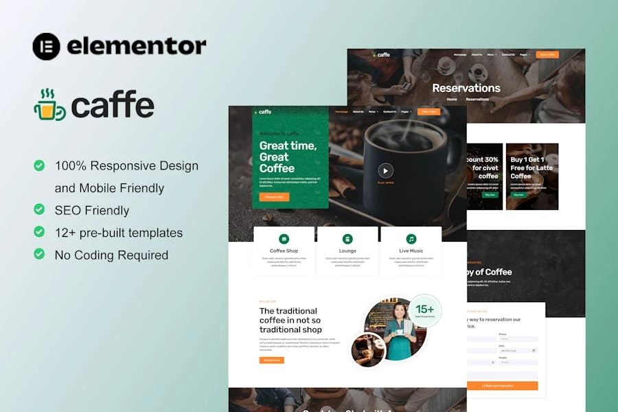 Caffe – Template Kit Elementor de cafetería y cafetería