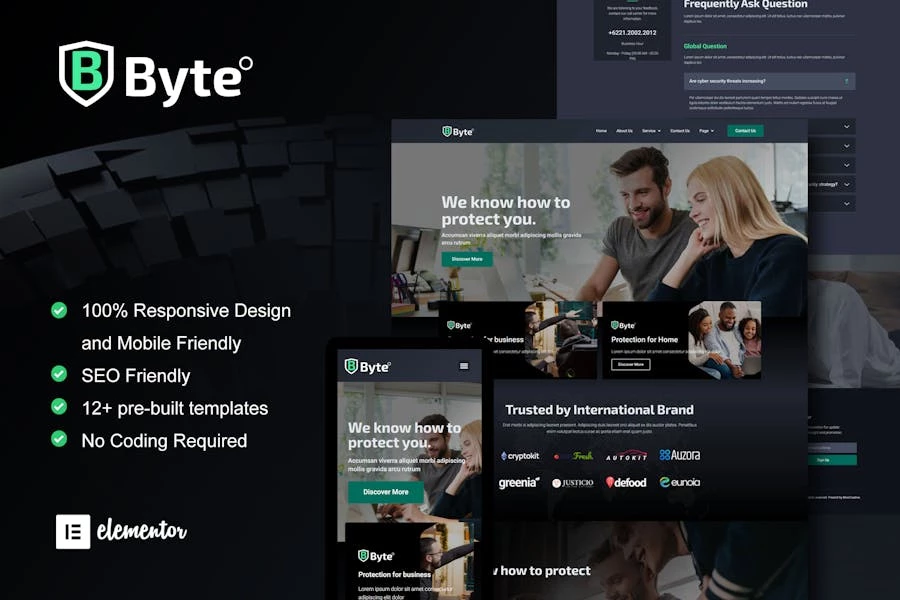 Byte – Kit de plantillas Elementor para empresas de ciberseguridad