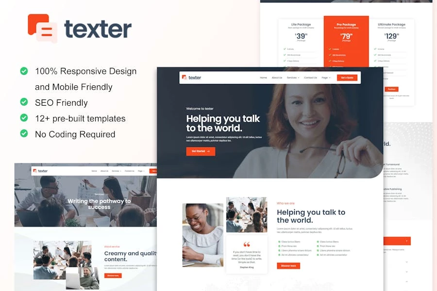 Texter – Kit Elementor para la Agencia de Servicios de Redacción de Contenido