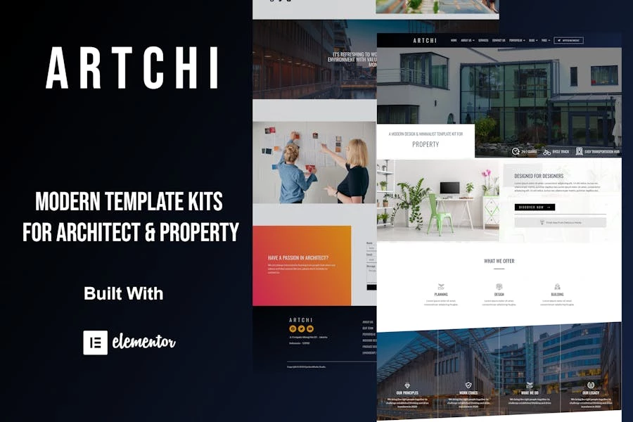 Artchi – Template Kit Elementor de arquitectura moderna