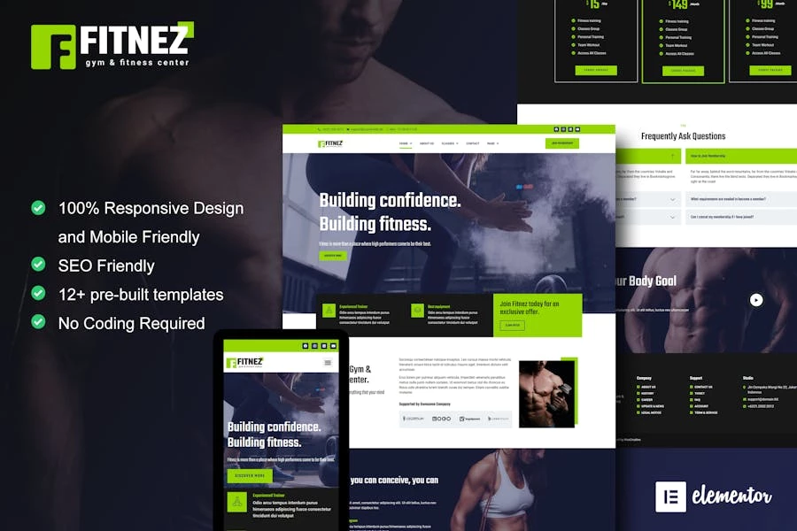 Fitnez – Kit de plantillas Elementor para fitness y gimnasio