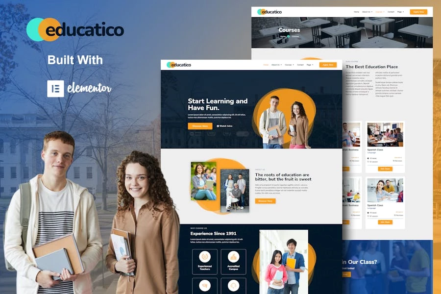 Educatico – Kit de plantillas Elementor para escuelas educativas y cursos en línea