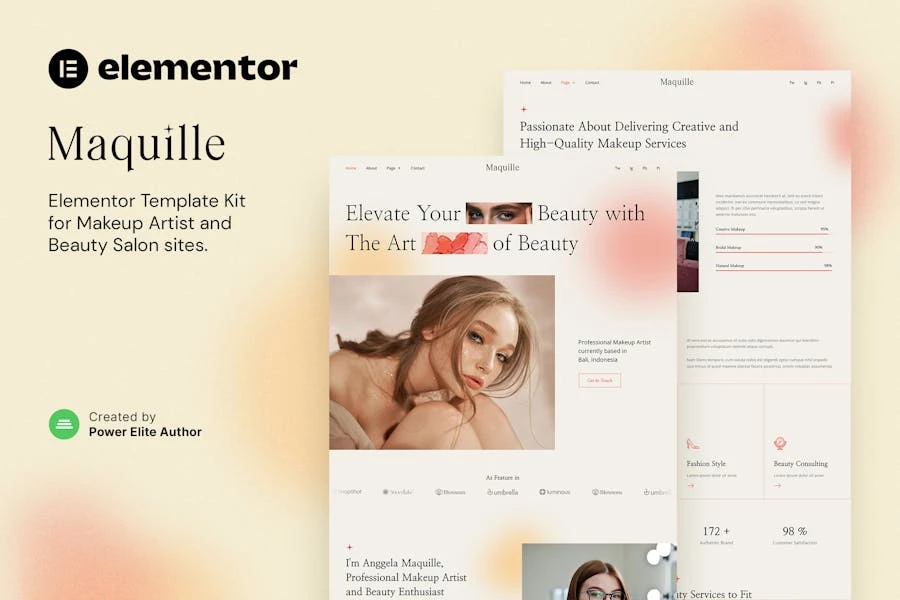Maquille — Template Kit Elementor para maquilladores y estilistas