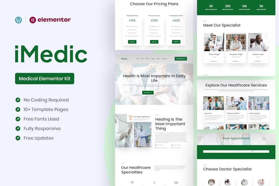 Medicly – Template Kit Medical Elementor Pro