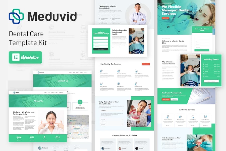 Meduvid – Template Kit Elementor para clínica médica y dental