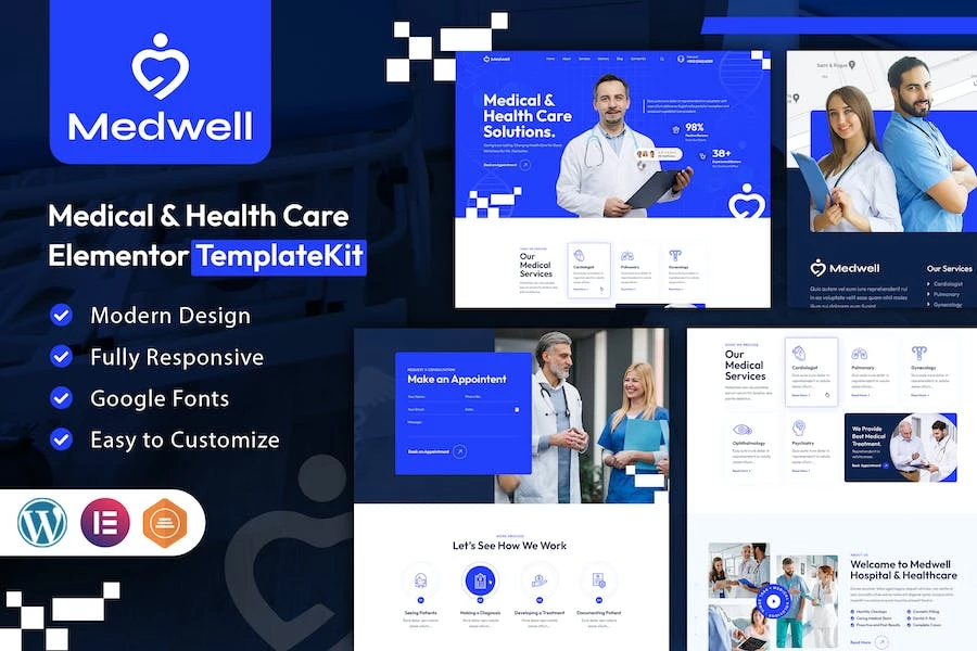 Medwell – Kit de plantillas Elementor para medicina y cuidado de la salud
