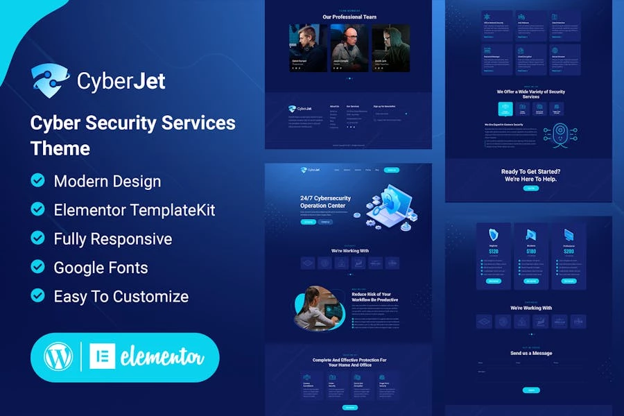 CyberJet – Template Kit de Elementor de seguridad web
