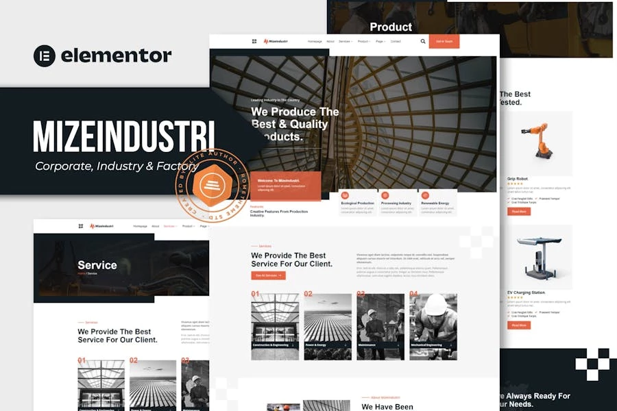 Mizeindustri – Template Kit Elementor para Corporativa, industrias y fábricas