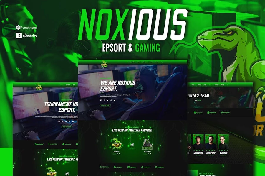 Noxious – Kit de Plantilla Elementor para eSports & Gaming