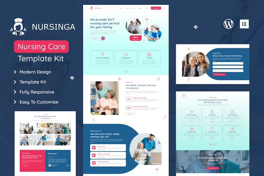 Nursinga – Template Kit para cuidados en hogares de ancianos y elementos médicos