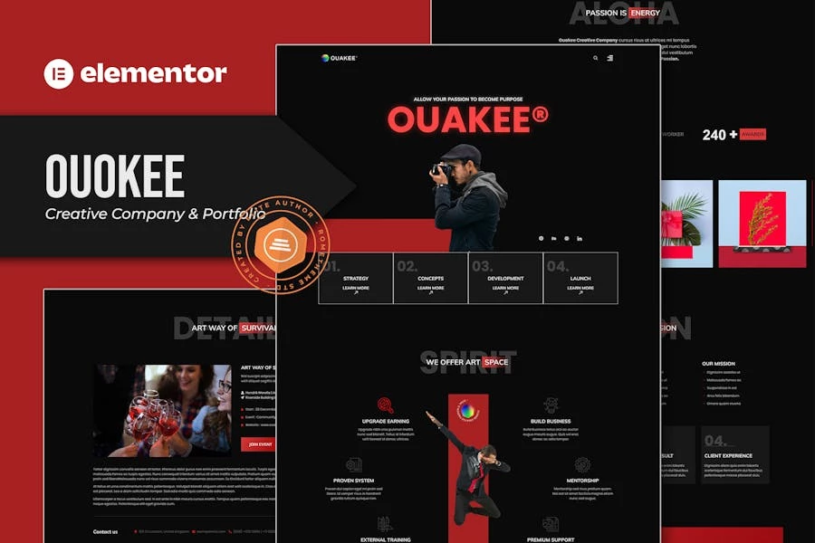 Ouakee – Template Kit Elementor para Porfolio profesional y empresa creativa